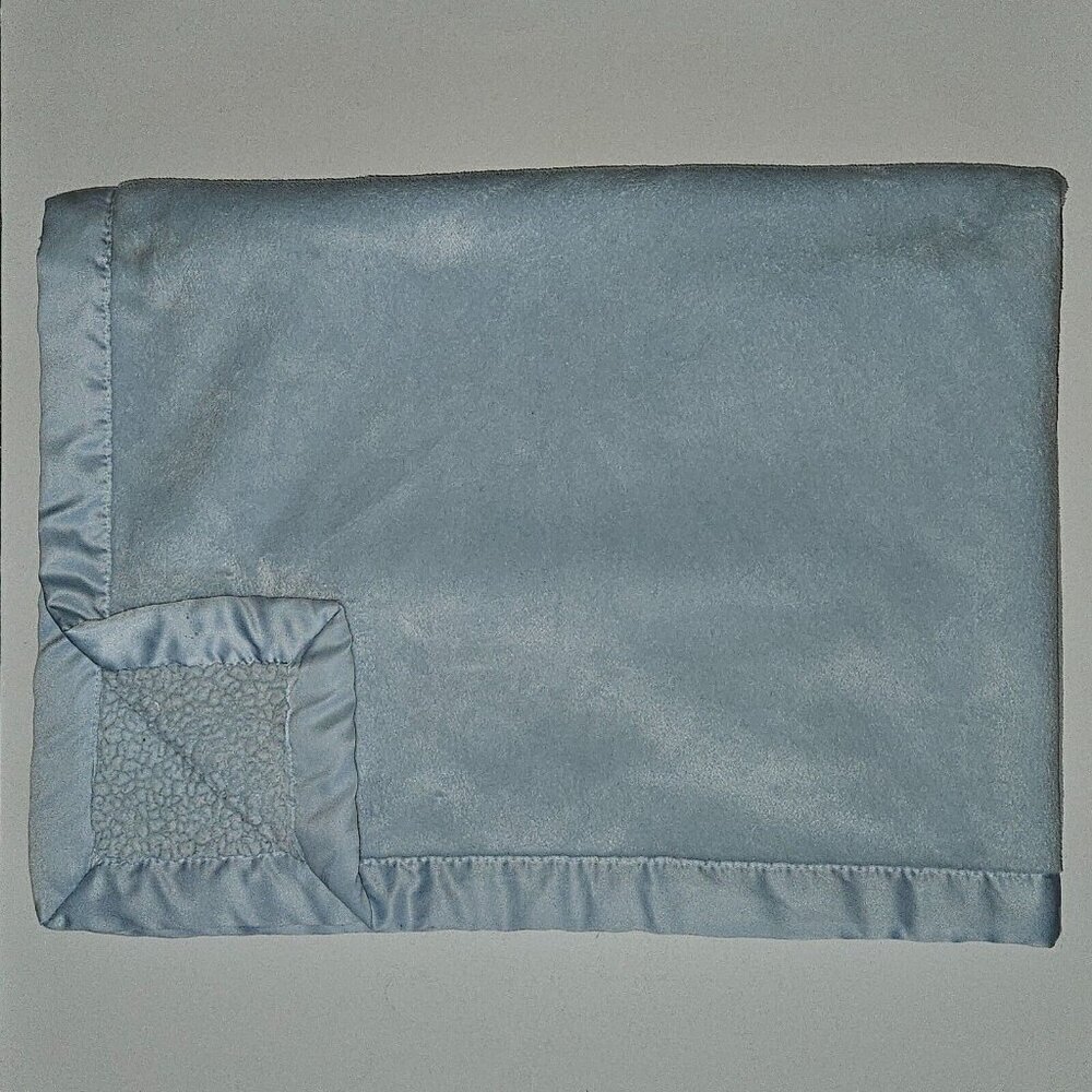Koala Baby 2013 Solid Light Blue Baby Blanket SOFT Fleece Satin Trim 29x39